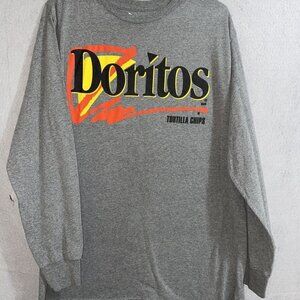 Doritos Unisex Long Sleeve Logo Gray  Crew Neck Shirt Snack That‎ Bites Back XL